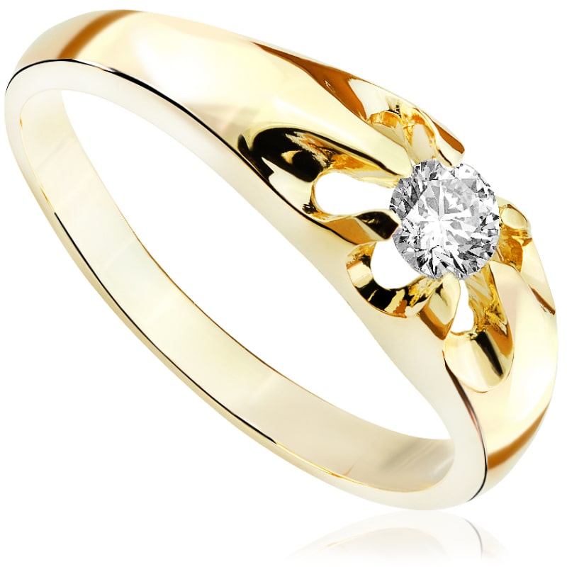 Pierścionek zaręczynowy z brylantem z żółtego złota P0163ZBct
