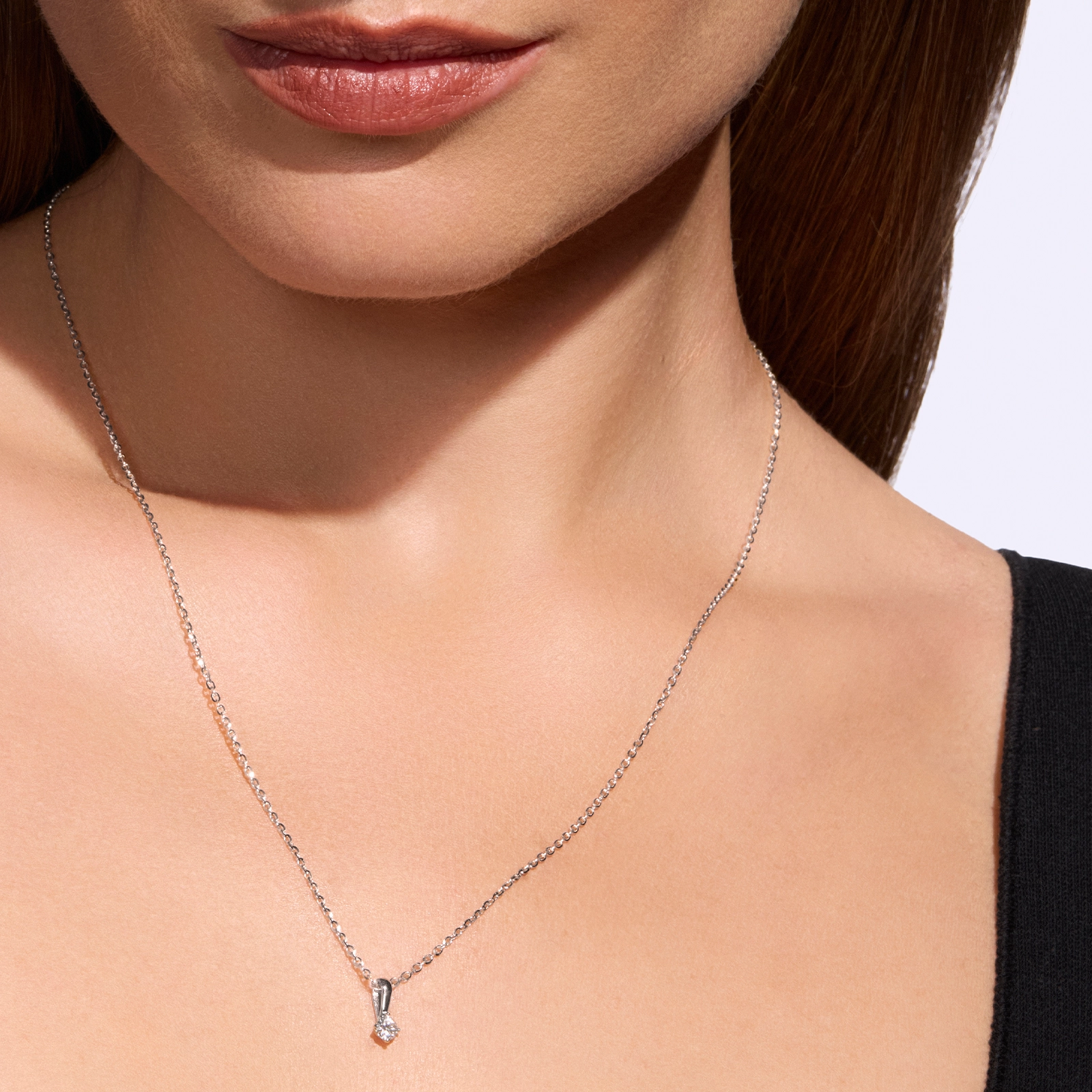 Zawieszka z diamentem Kartezja z białego złota 0,19ct
