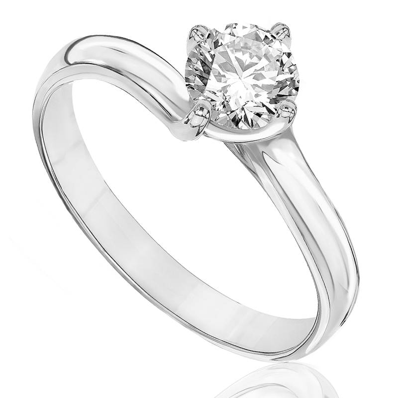 Pierścionek zaręczynowy z brylantem Kartezja z białego złota