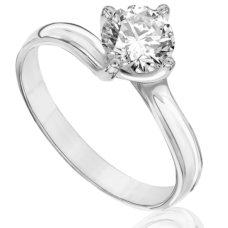 Pierścionek zaręczynowy z brylantem Kartezja z białego złota