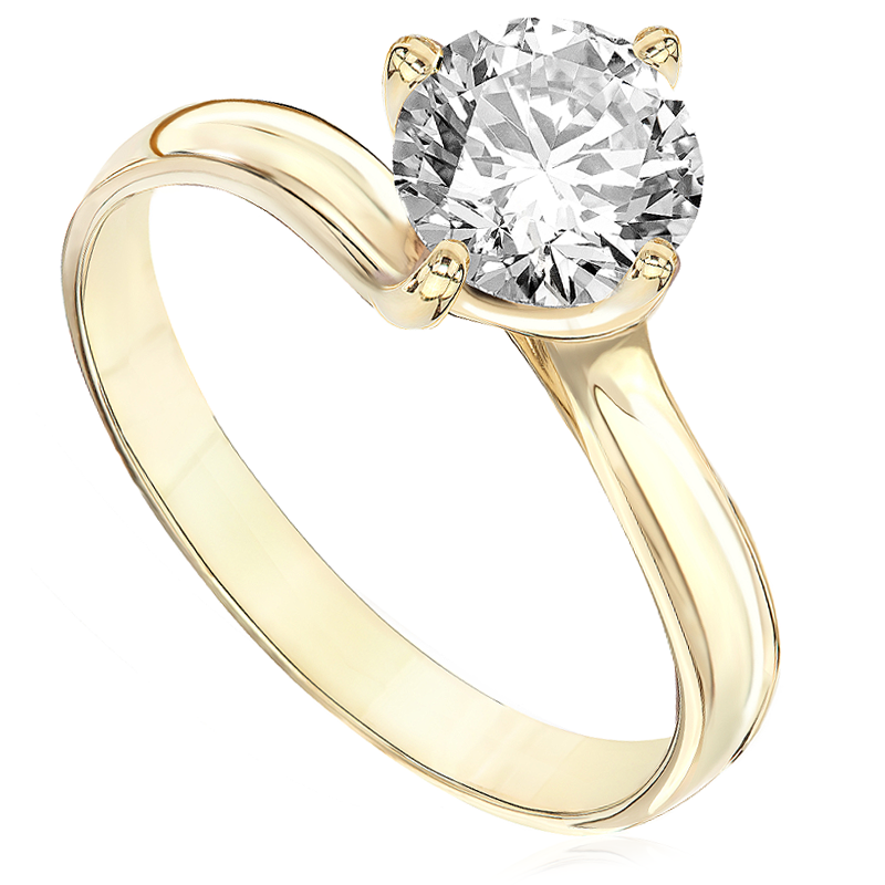 Pierścionek zaręczynowy z brylantem Kartezja z żółtego złota