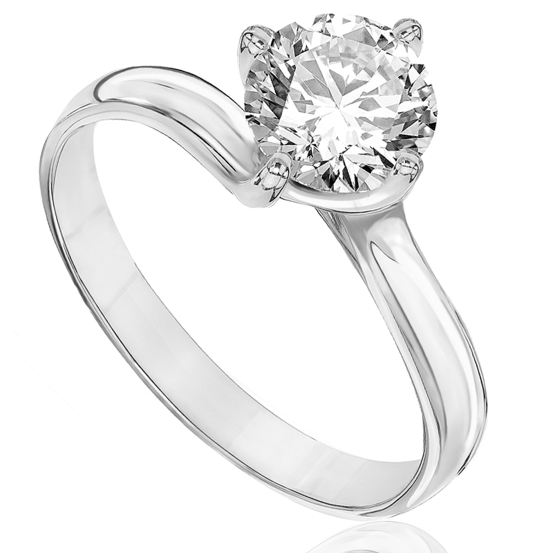 Pierścionek zaręczynowy z brylantem Kartezja z białego złota