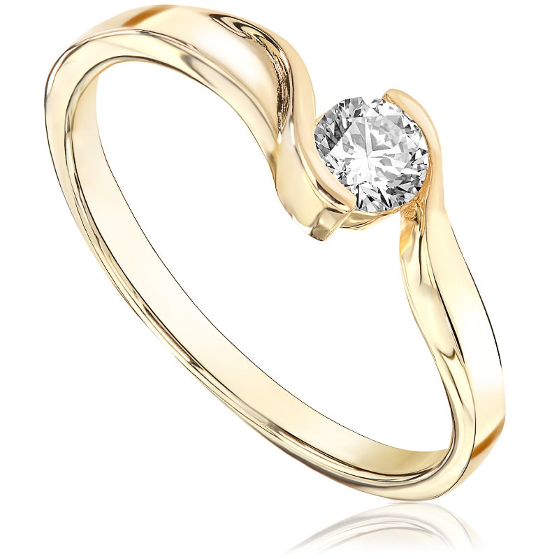 Pierścionek zaręczynowy Roso z diamentem z żółtego złota P0218ZB
