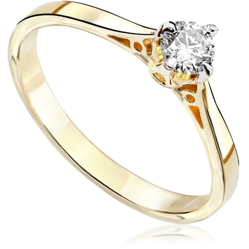 Pierścionek zaręczynowy z diamentem Kartezja z żółtego złota 0,18ct
