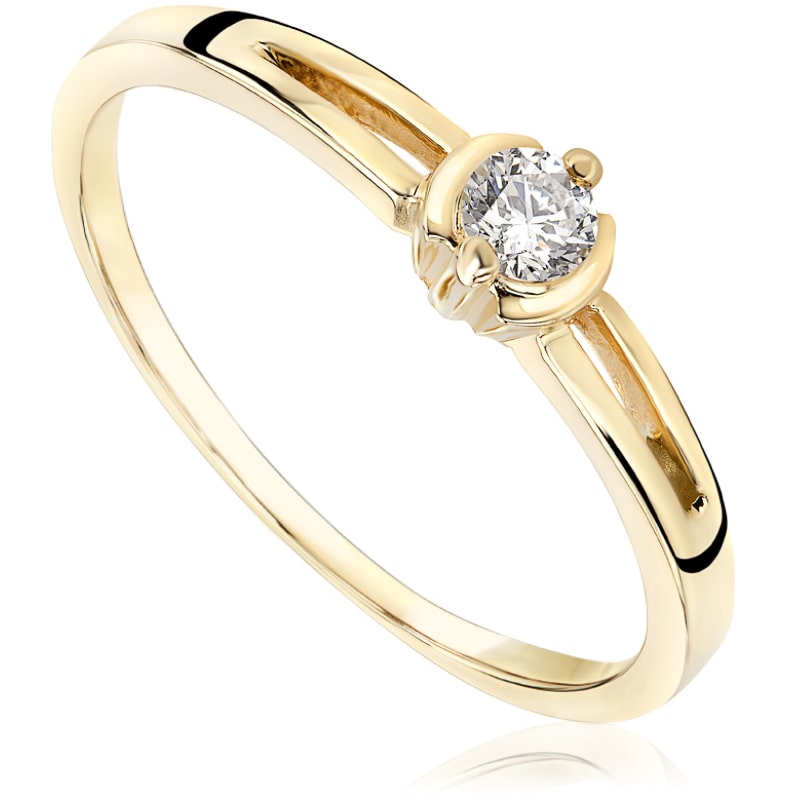 Pierścionek zaręczynowy z diamentem z żółtego złota P0166ZBct