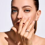 Pierścionek zaręczynowy z brylantem Kartezja z białego i żółtego złota