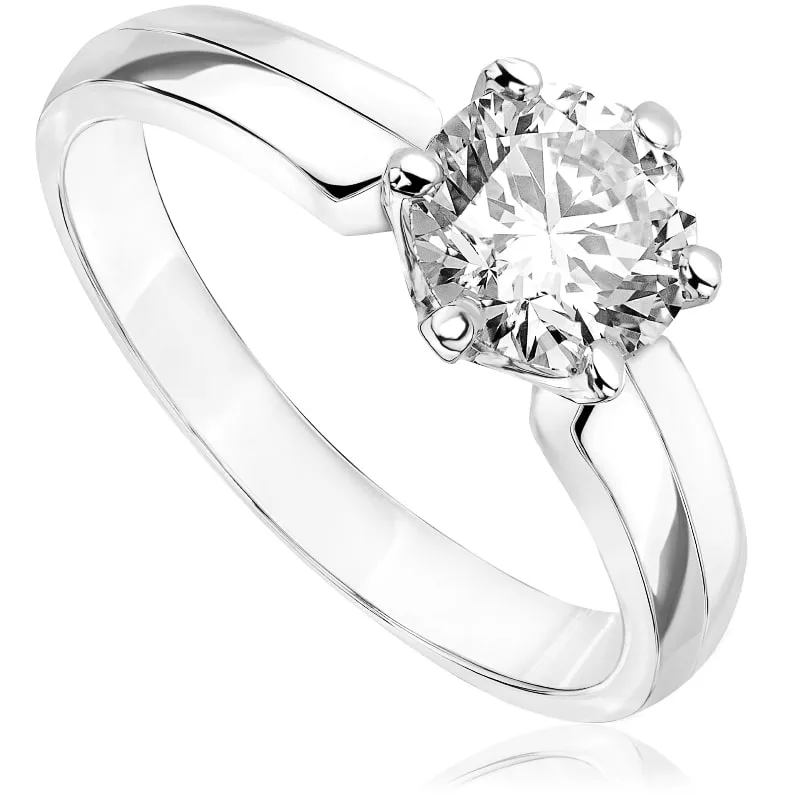 Pierścionek zaręczynowy z brylantem Kartezja z białego złota