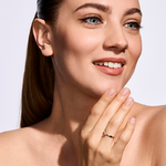 Pierścionek zaręczynowy z brylantem Kartezja z białego i żółtego złota