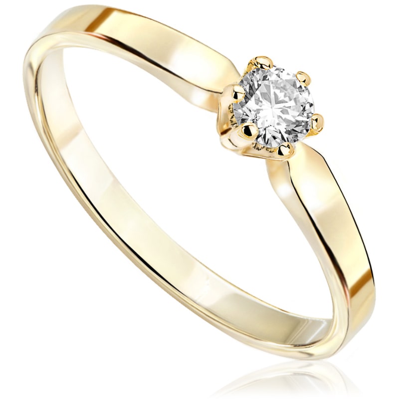 Pierścionek zaręczynowy Kartezja z diamentem z żółtego złota P0239ZB