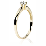 Pierścionek zaręczynowy z brylantem Kartezja z żółtego złota