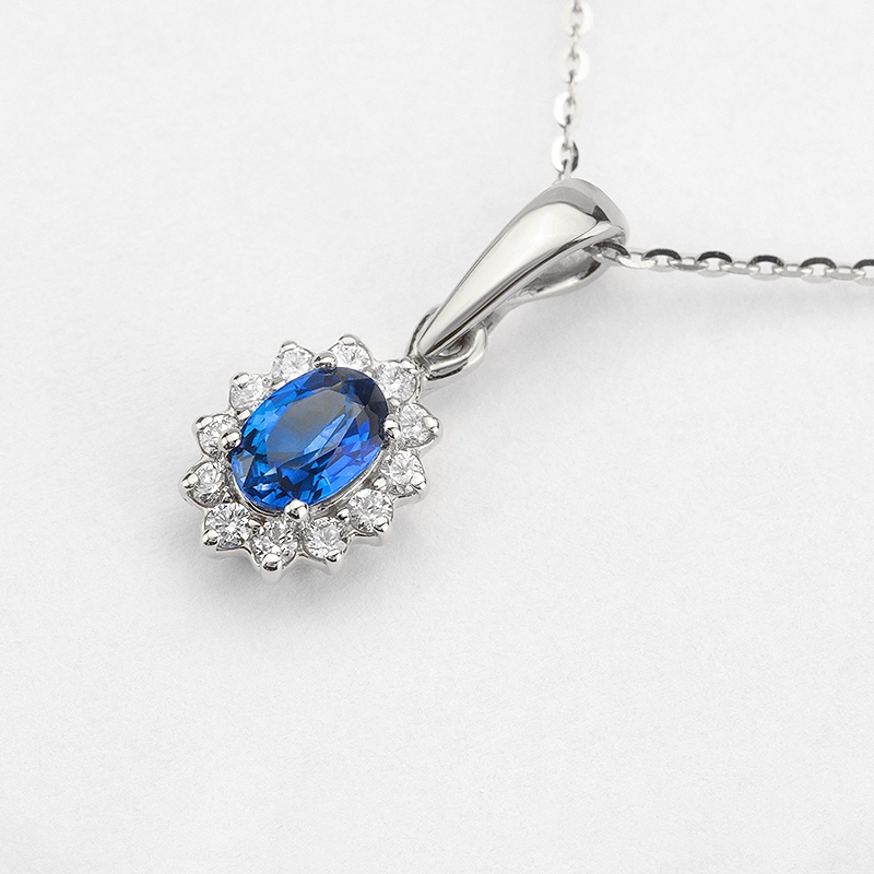 Zawieszka z diamentami i szafirem Ventego z białego złota 0,65ct