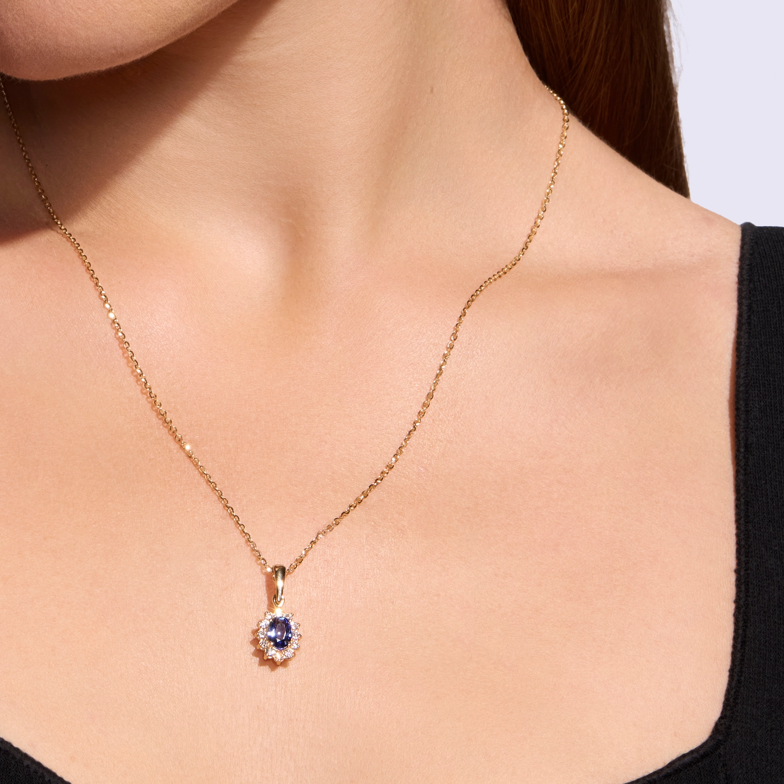 Zawieszka z diamentami i szafirem Ventego z żółtego złota 0,88ct