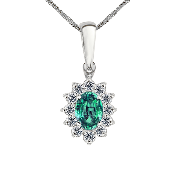Zawieszka z diamentami i szmaragdem Ventego z białego złota 0,18ct