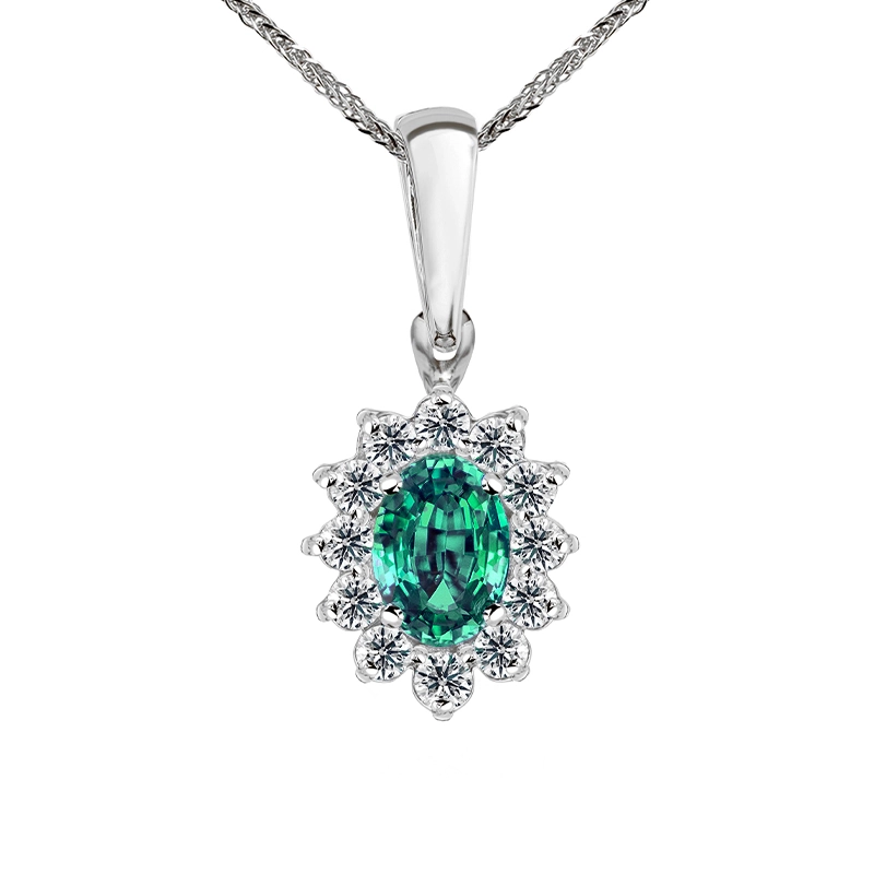 Zawieszka z diamentami i szmaragdem Ventego z białego złota