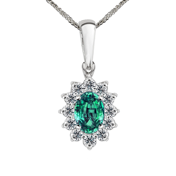 Zawieszka z diamentami i szmaragdem Ventego z białego złota 0,72ct