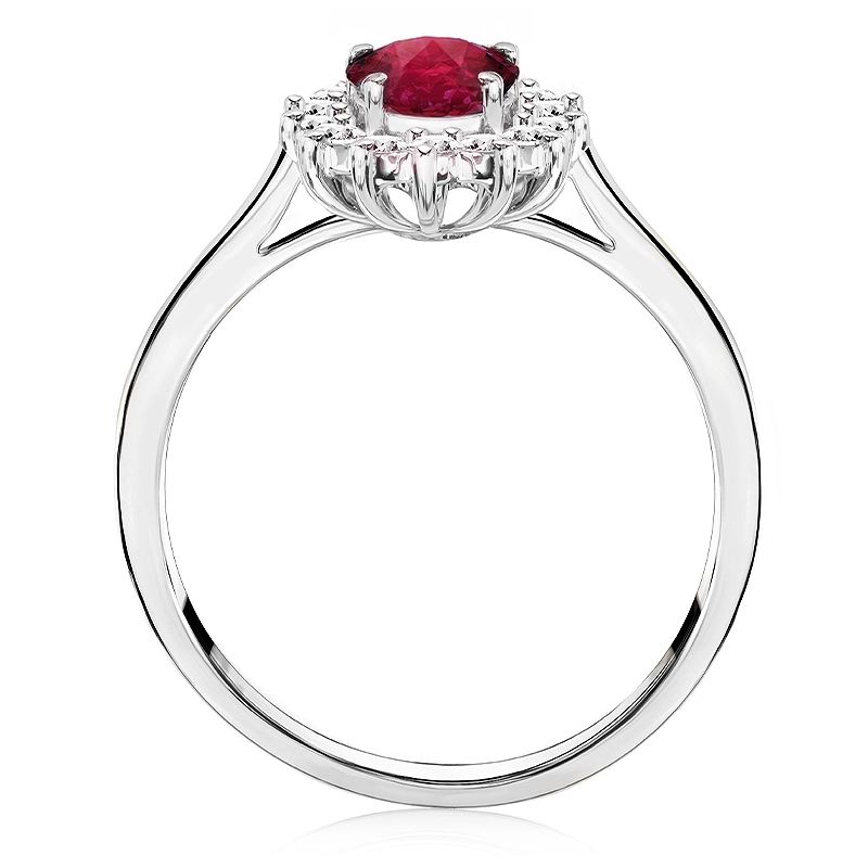 Pierścionek zaręczynowy z diamentami i rubinem Ventego z białego złota 0,53ct