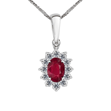 Zawieszka z brylantami i rubinem Ventego z białego złota 0,54ct