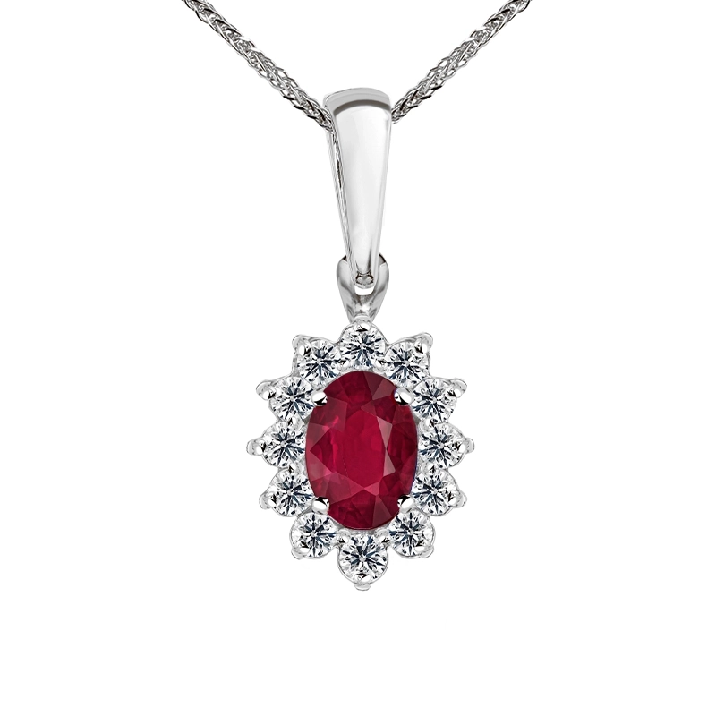 Zawieszka z diamentami i rubinem Ventego z białego złota