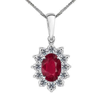 Zawieszka z diamentami i rubinem Ventego z białego złota 0,528ct