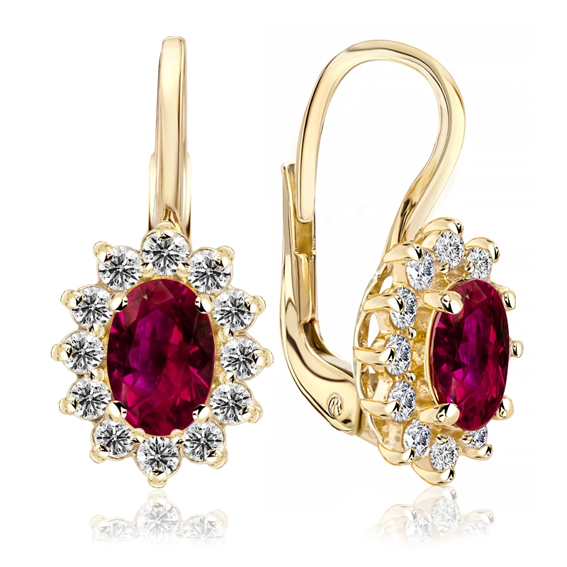 Kolczyki z brylantami i rubinami Ventego z żółtego złota