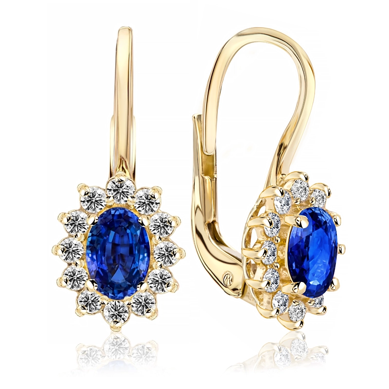 Kolczyki z brylantami i szafirami Ventego z żółtego złota