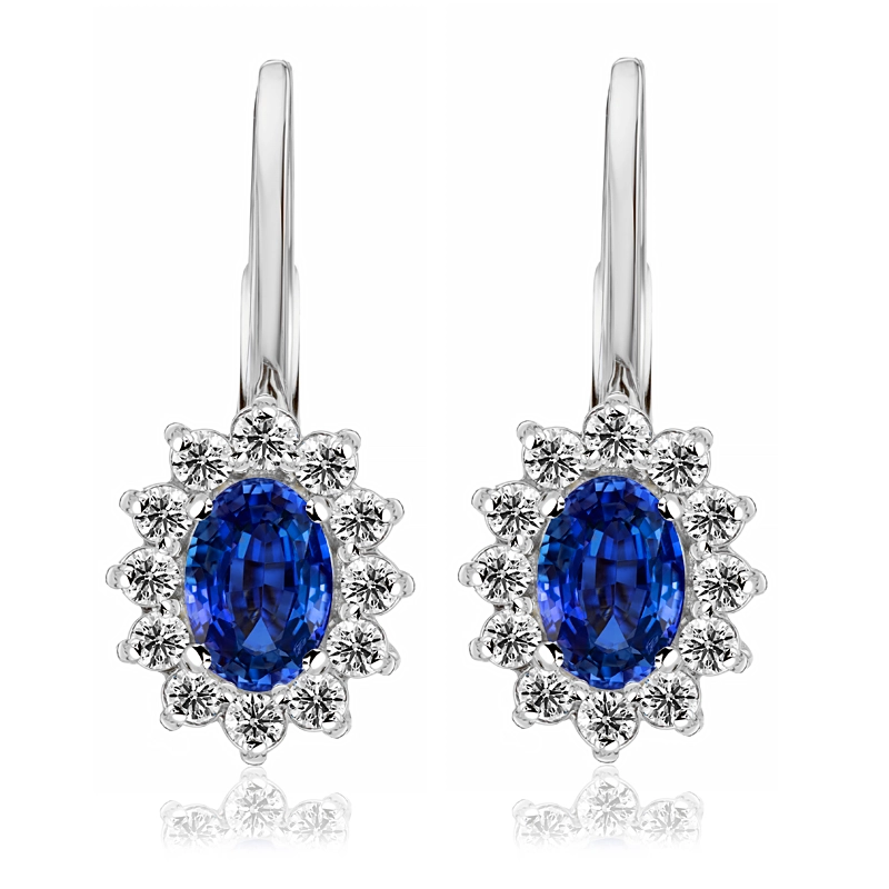 Kolczyki z diamentami i szafirem Ventego z białego złota 1,62ct