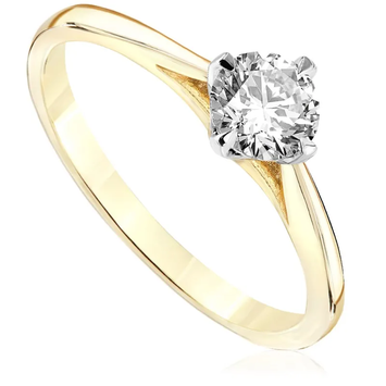 Pierścionek zaręczynowy z diamentem Kartezja z białego i żółtego złota 0,40ct