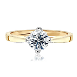 Pierścionek zaręczynowy z brylantem Kartezja z białego i żółtego złota