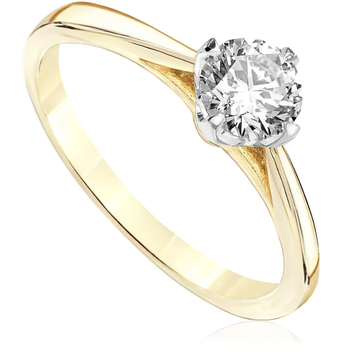 Pierścionek zaręczynowy z diamentem Kartezja z białego i żółtego złota 0,50ct