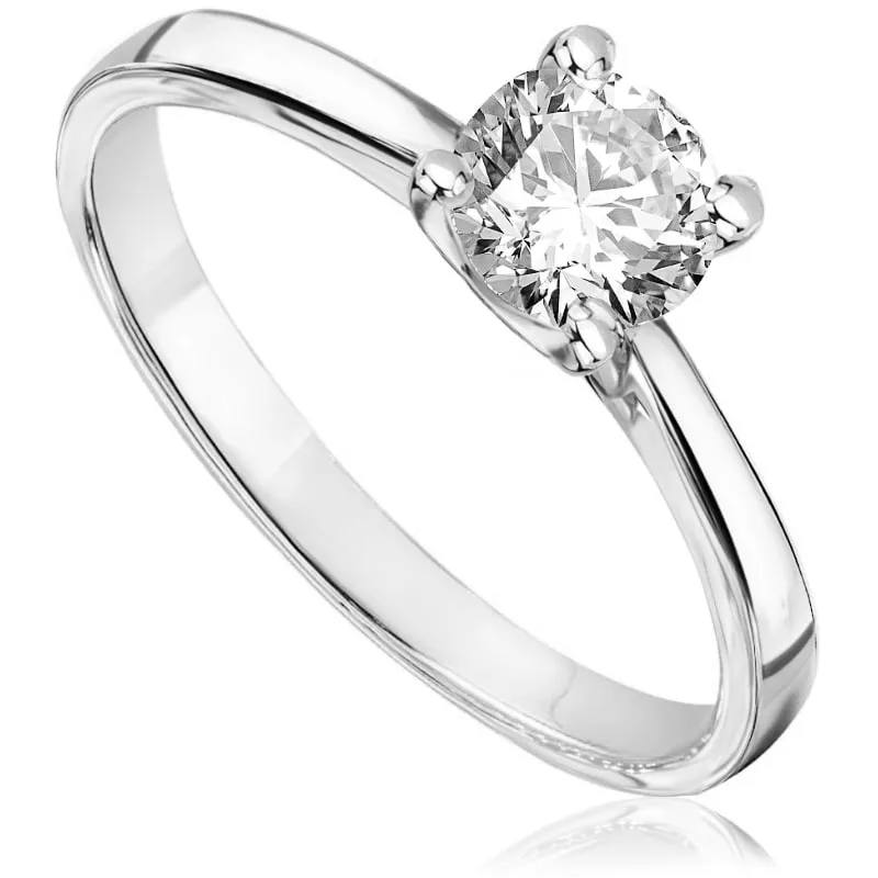 Pierścionek zaręczynowy z brylantem Kartezja z białego złota