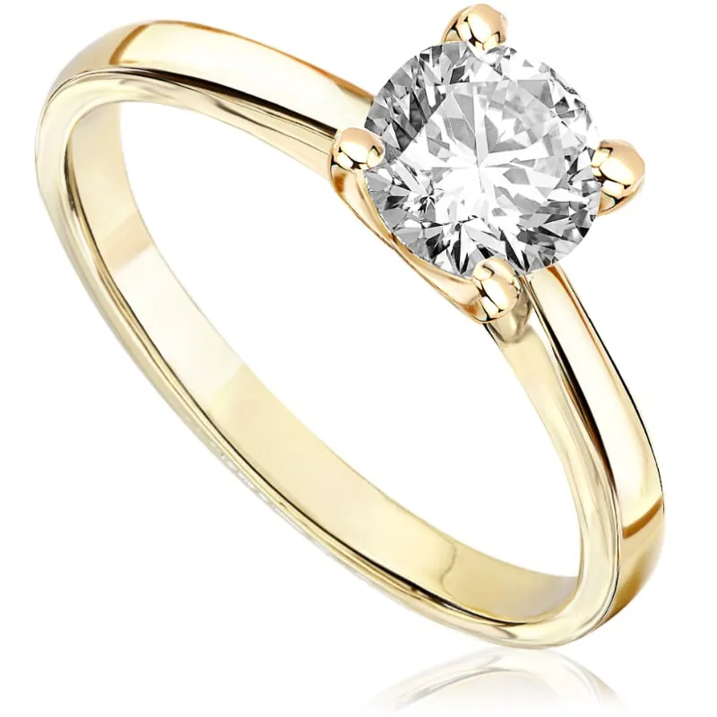 Pierścionek zaręczynowy z brylantem Kartezja z żółtego złota