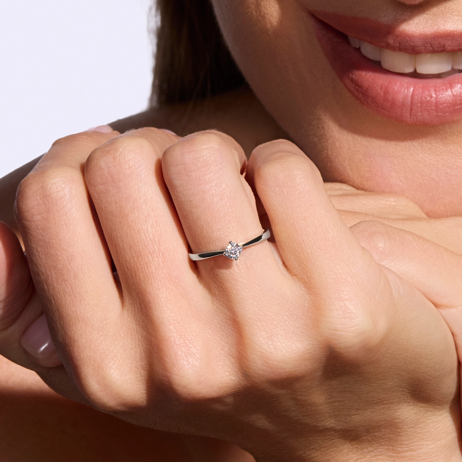 Pierścionek zaręczynowy z diamentem Kartezja z białego złota 0,23ct