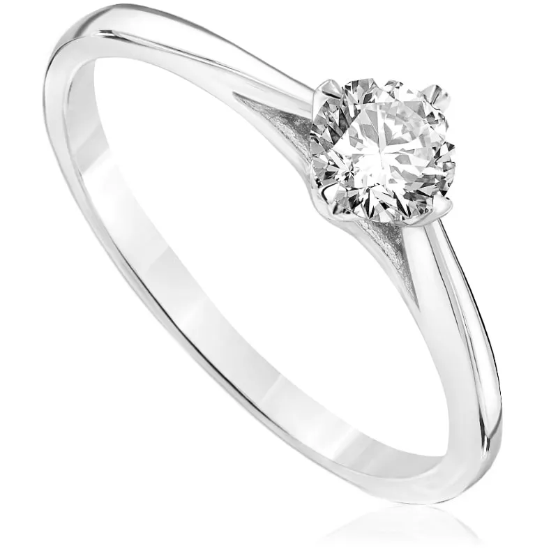 Pierścionek zaręczynowy z brylantem Kartezja z białego złota