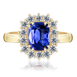 Pierścionek zaręczynowy z brylantami i szafirem Ventego z żółtego złota