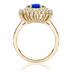 Pierścionek zaręczynowy z brylantami i szafirem Ventego z żółtego złota