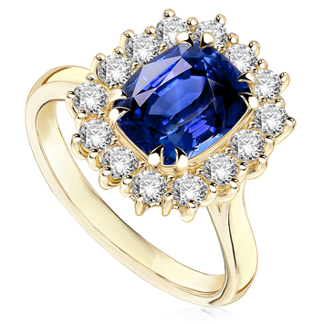 Pierścionek zaręczynowy z diamentami i szafirem Ventego z żółtego złota 2,34ct