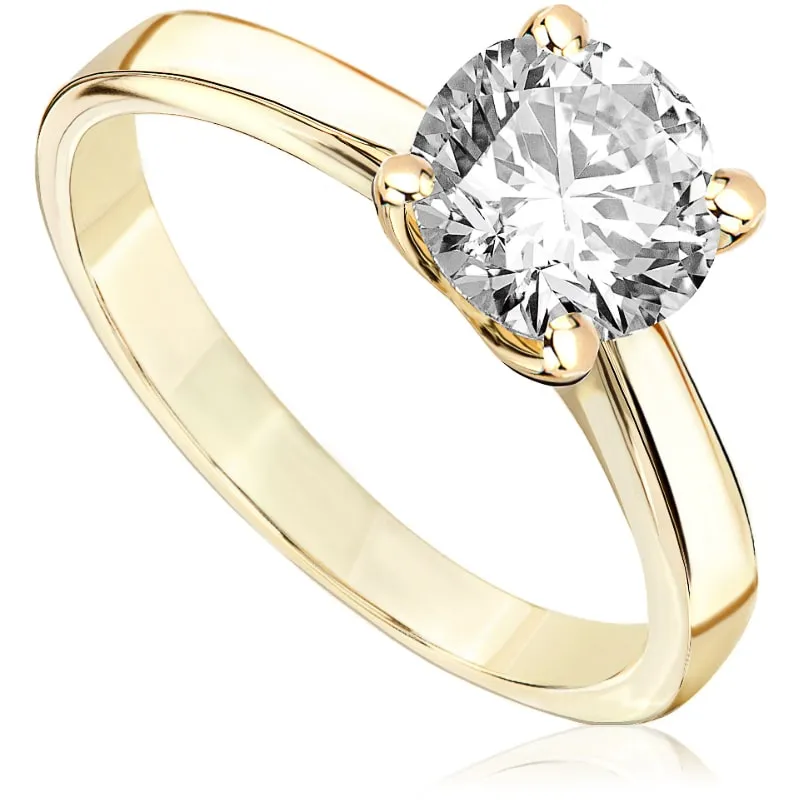 Pierścionek zaręczynowy z brylantem Kartezja z żółtego złota