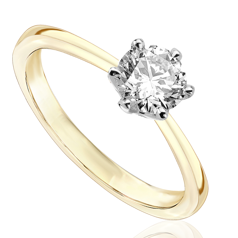 Pierścionek zaręczynowy z brylantem Kartezja z białego i żółtego złota