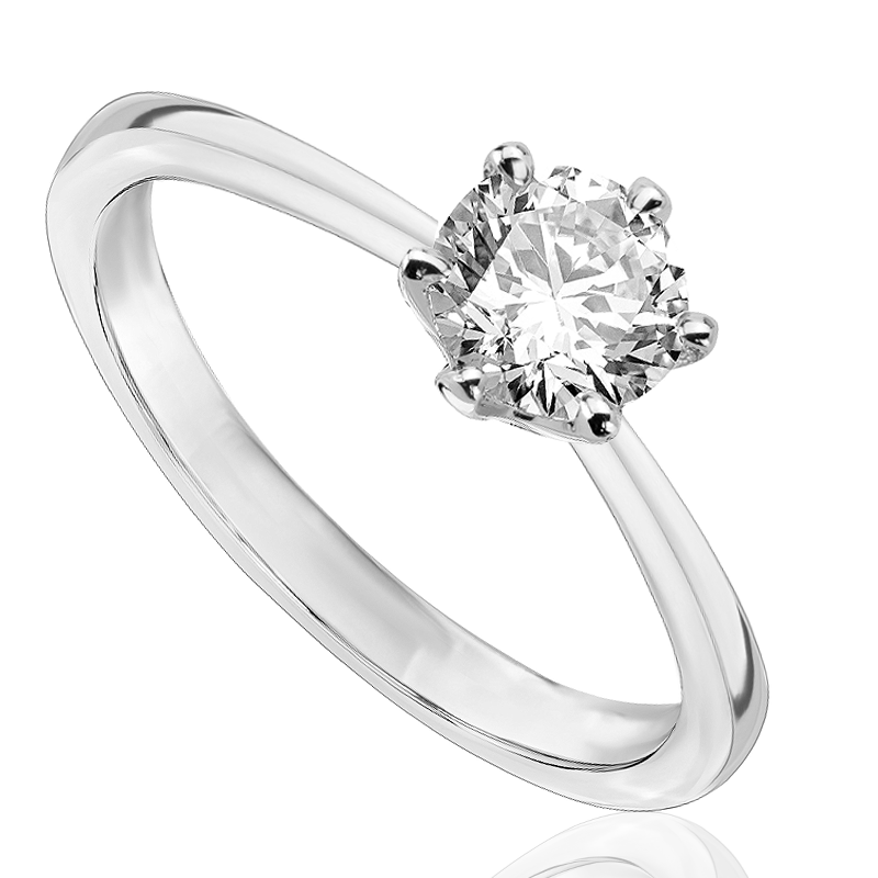 Pierścionek zaręczynowy z brylantem Kartezja z białego złota