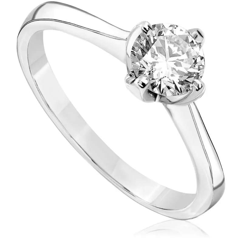 Pierścionek zaręczynowy z brylantem Kartezja z białego złota