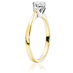 Pierścionek zaręczynowy z brylantem Kartezja z białego i żółtego złota