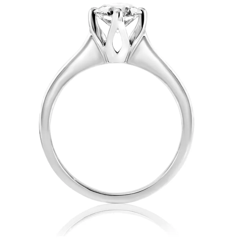 Pierścionek zaręczynowy z diamentem Kartezja z białego złota 0,70ct