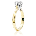 Pierścionek zaręczynowy z brylantem Kartezja z białego i żółtego złota