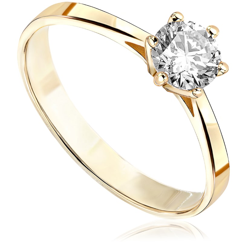 Pierścionek zaręczynowy z diamentem z żółtego złota P0234ZBct