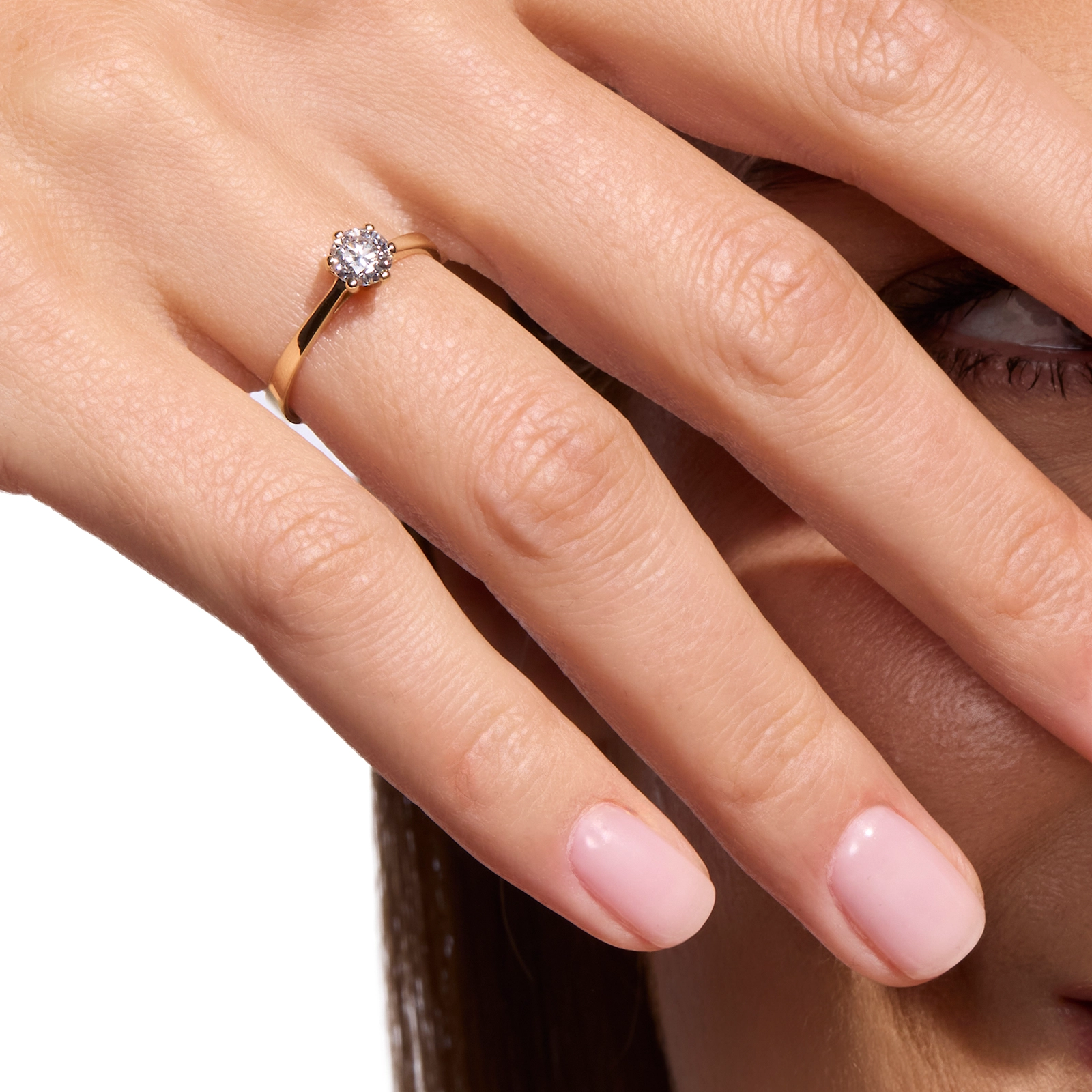 Pierścionek zaręczynowy z diamentem Kartezja z żółtego złota 0,50ct