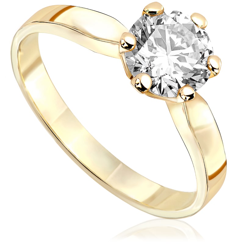 Pierścionek zaręczynowy Kartezja z diamentem z żółtego złota P0233ZB