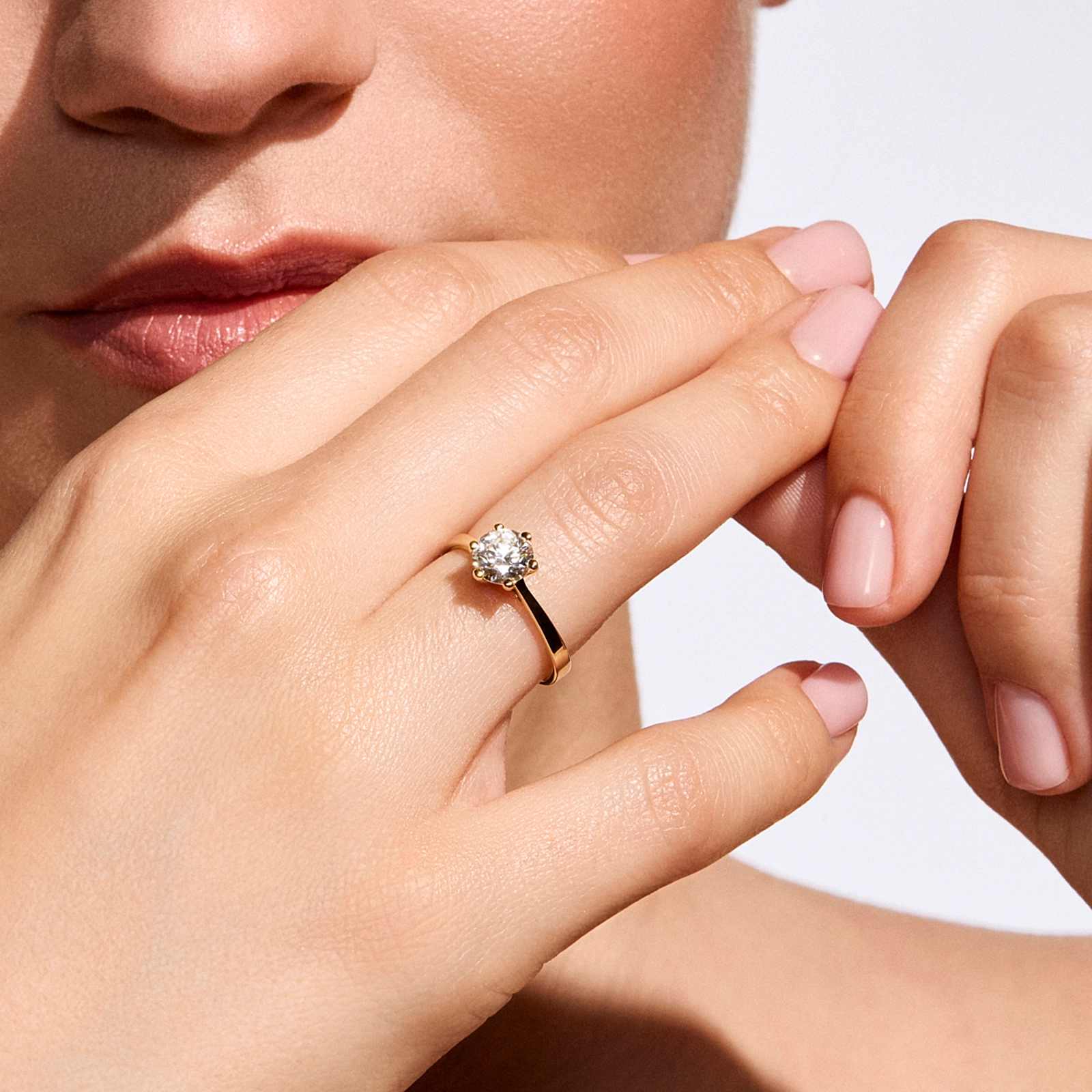 Pierścionek zaręczynowy z diamentem Kartezja z żółtego złota 1,00ct