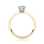 Pierścionek zaręczynowy z brylantem Kartezja z białego i żółtego złota