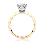 Pierścionek zaręczynowy z brylantem Kartezja z białego i żółtego złota