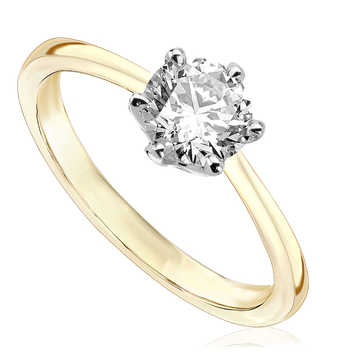 Pierścionek zaręczynowy z brylantem Kartezja z białego i żółtego złota 0,70ct
